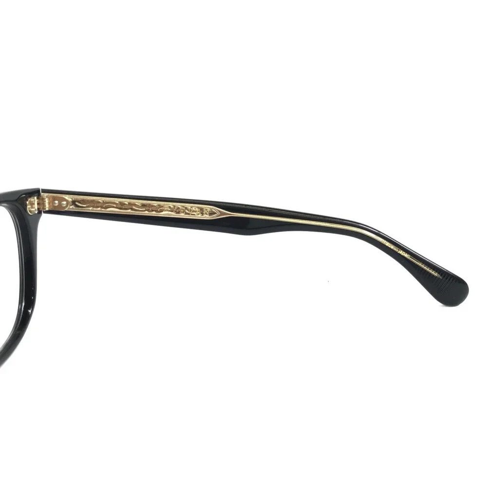 Eyevan Eyeglasses Frames Womack-E PBK Polished Black Gold Horn Rim 45-23-142